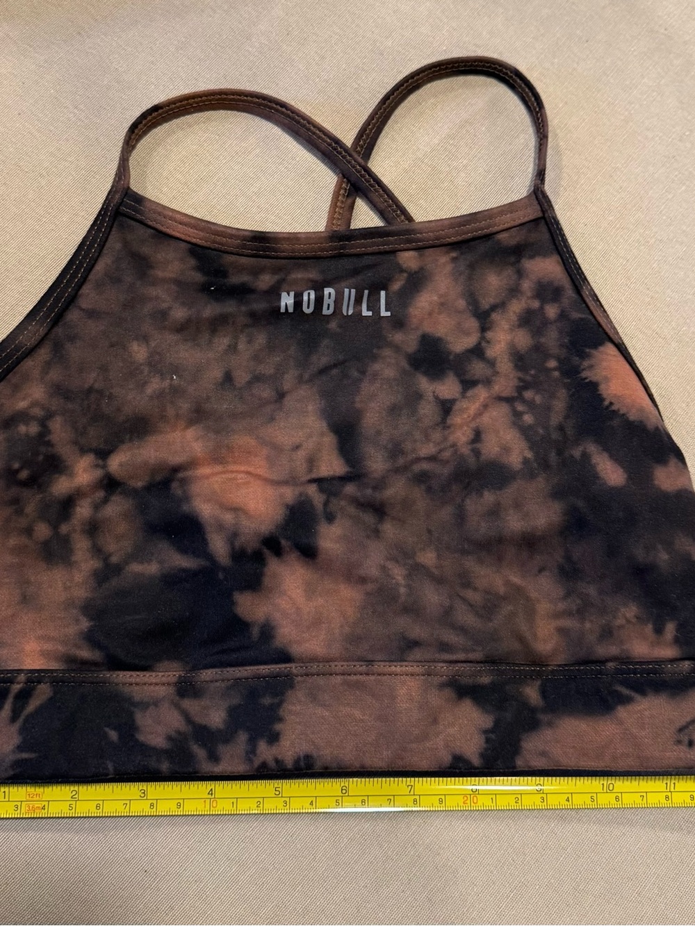 NOBULL Women's Tie-Dye Black & Brown Strappy Sports Bra